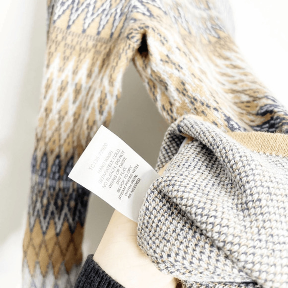 Pendleton Mya Cardigan Sweater tan blue southwestern diamonds one button XL - Picture 7 of 7